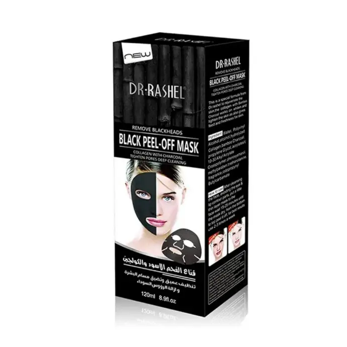 Dr. Rashel Black Head Remover and Black Peel Off Mask With Collagen and Bamboo Charcoal for Face